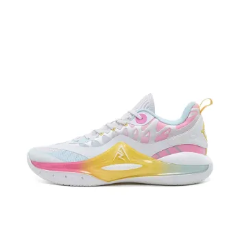 RIGORER Rieves Second Generation Basketball Shoes Men Low Top Lake Blue/Genuine White/Fondant Pink/Cheese Yellow