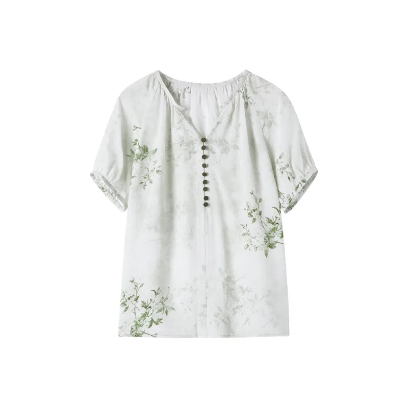 Yi Mengyuan Short Sleeved Silk Shirt Women's-0