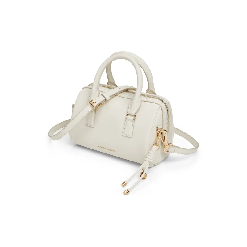 CHARLES&KEITH PU One Shoulder Handbag Trumpets Women's Cream Milk White/Russet Brown Tawny/Light Pink Light Pink-2