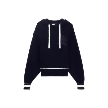 Tommy Hilfiger Crest Knit Hoody Sweatshirt Women's Dark Blue