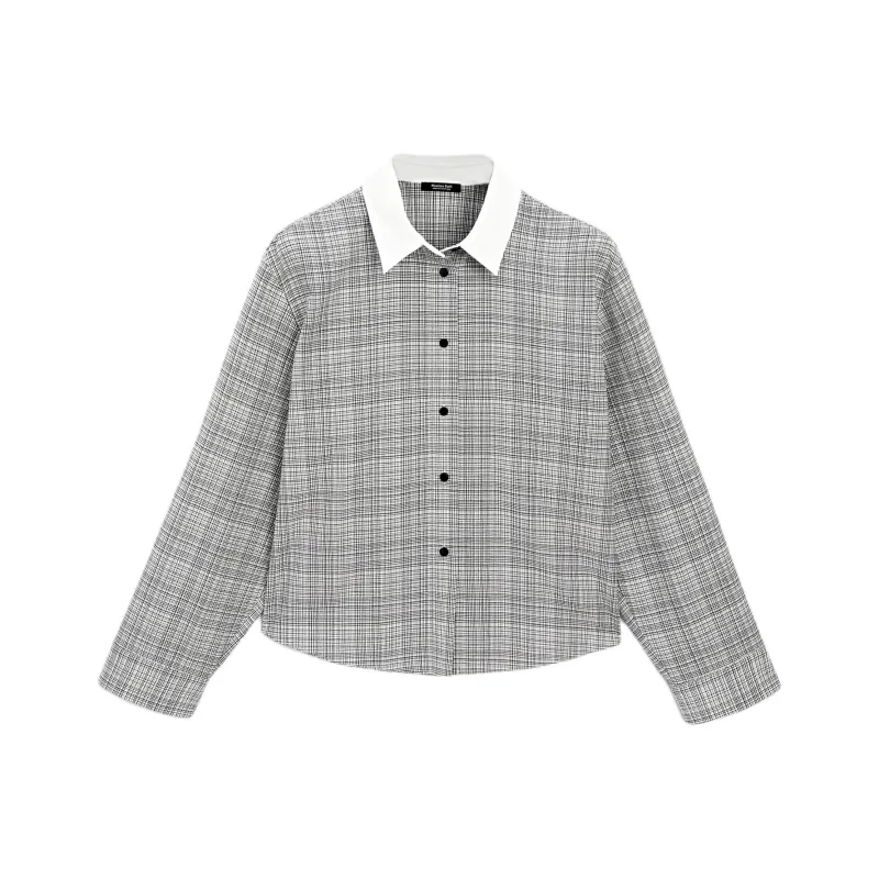 Massimo Dutti Shirt Women's White Plaid-0