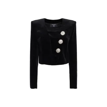 BALMAIN V Neck Cropped Jacket
