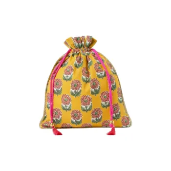 Beams Cotton Storage Bag Women's Yellow/Blue