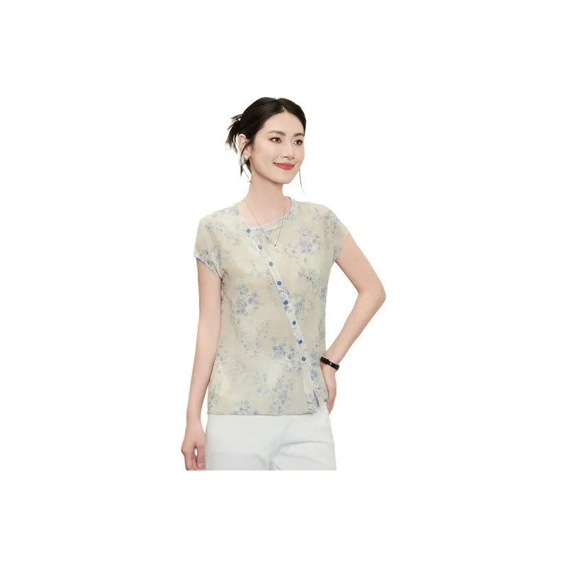 Yi Mengyuan Short Sleeved Silk Shirt Women's-4