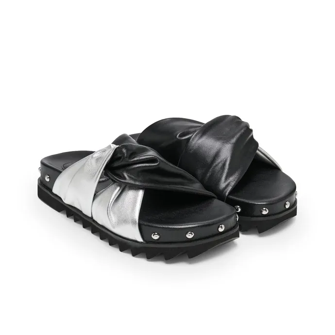 Lost In Echo Slide Slippers Women's Black Silver Multicolor-2