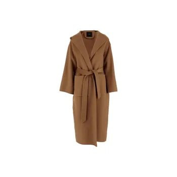 PINKO Shawl-lapel Hooded Wool Coat