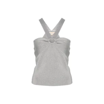 MICHAEL KORS Metallic Knit Cut-Out Tank Top