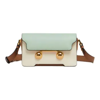 MARNI Trunkaroo Calfskin Shoulder Bag Mini Women's Green & Cream