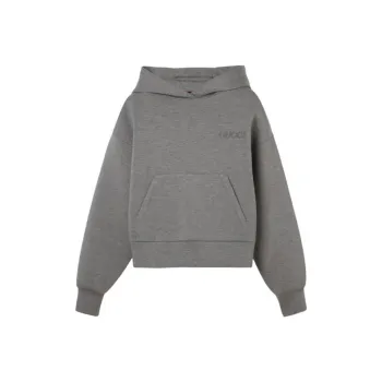 GUCCI Viscose Jersey Hooded Sweatshirt Gray