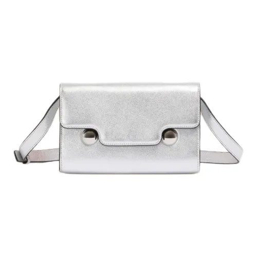 MARNI Trunkaroo Sheepskin Handheld Shoulder Bag Women's Silver