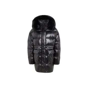 Adidas Originals PUFFED LONG FUR Down Jacket Women's Black