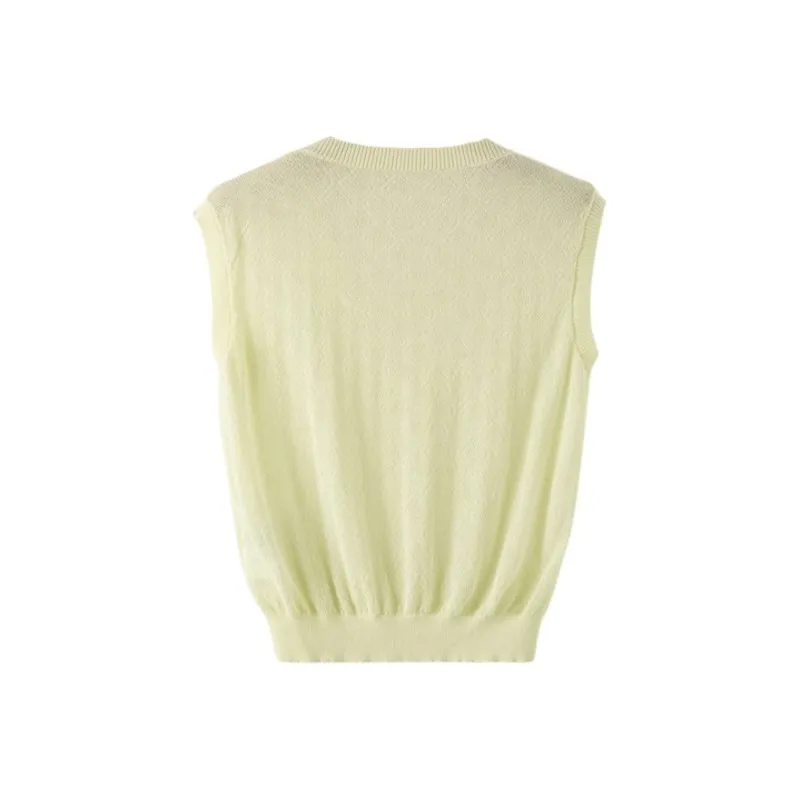 Late White Tank Top Women's Pea Green-1