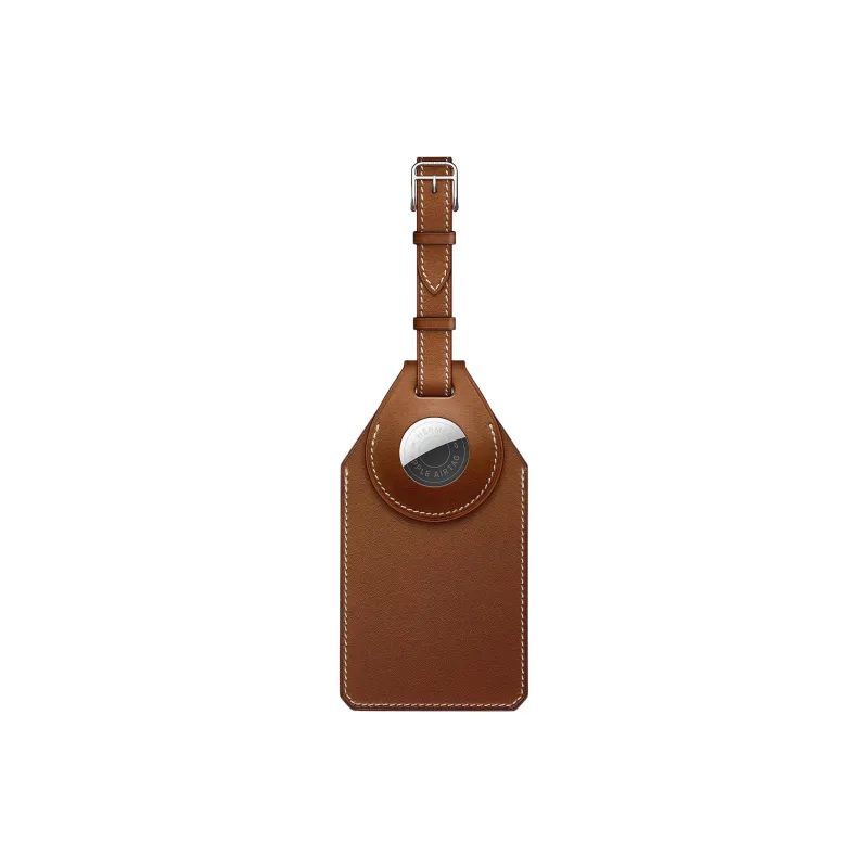 HERMES Apple AirTag Barenia Calfskin Luggage Tag Unisex 34 Fauve Light Tawny-0