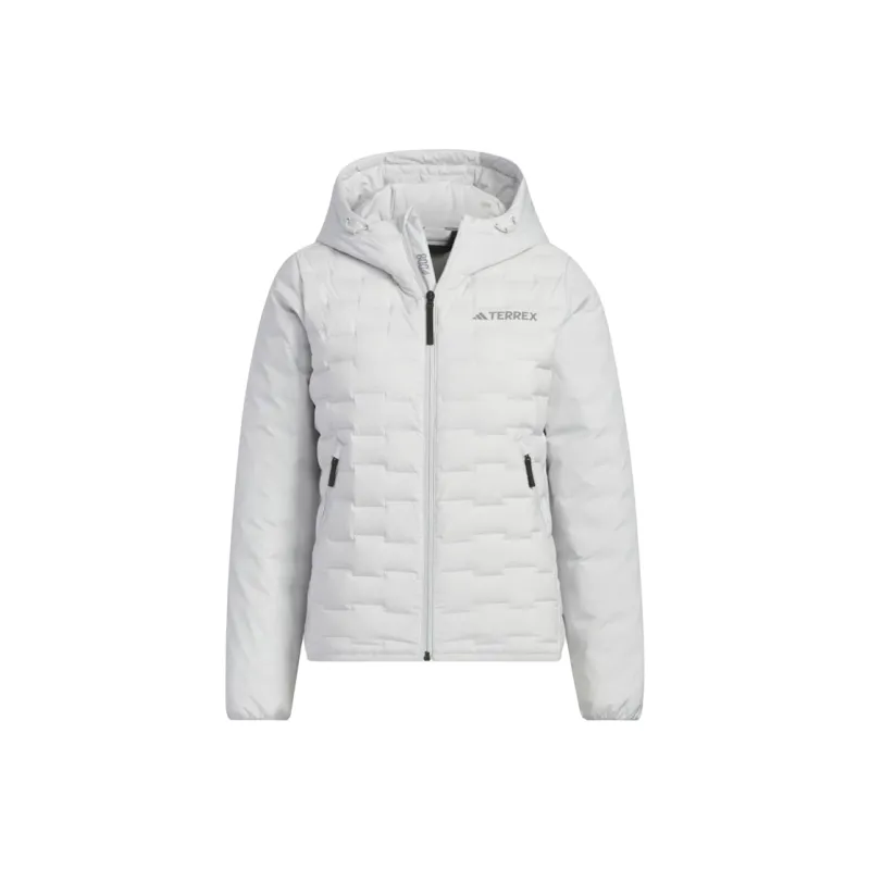 Adidas FW24 GOOSE DOWN WOVEN BAFFLE Down Jacket Women's Light Gray-0