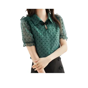 Like The Age Of Water Summer Shirt Loose Fit Women's Blue Green