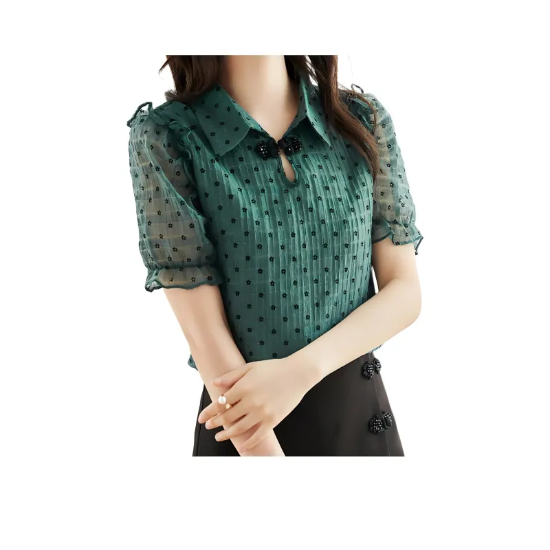 Like The Age Of Water Summer Shirt Loose Fit Women's Blue Green-0