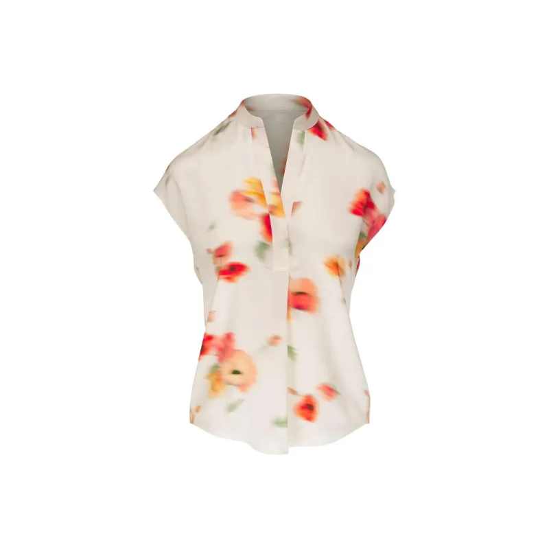 VINCE Floral print V neck Silk Blouse-0