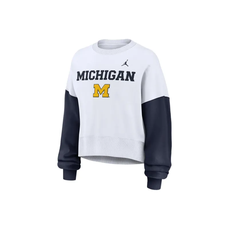 Jordan Michigan Wolverines Primetime Women's Jordan College Pullover Crew-0