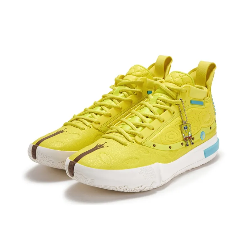 361° Joker Yokei Generation One Basketball Shoes Men Mid Top Sour Yellow, Feather White-2