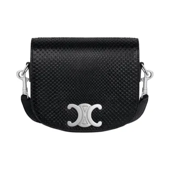 CELINE Leather Shoulder Bag Small Size Men's Black