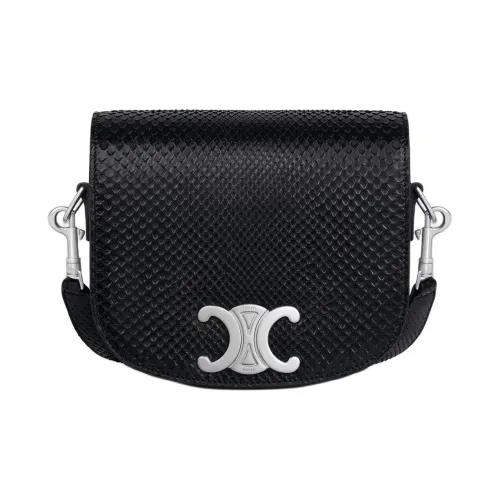 CELINE Leather Shoulder Bag Small Size Men's Black