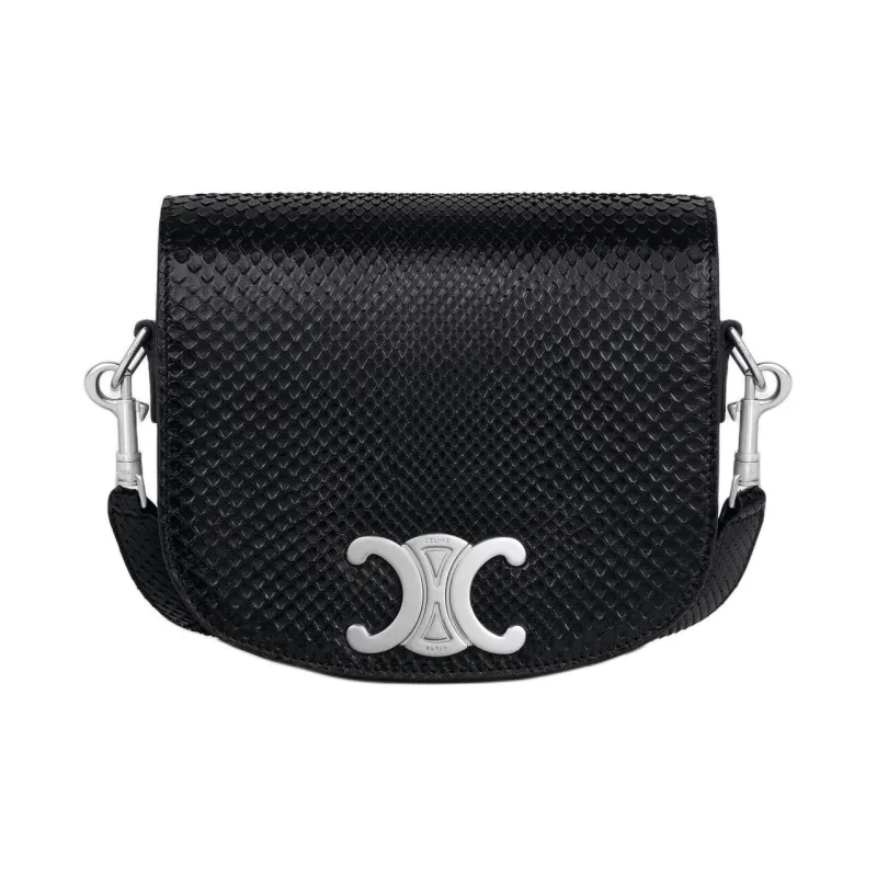 CELINE Leather Shoulder Bag Small Size Men's Black-0