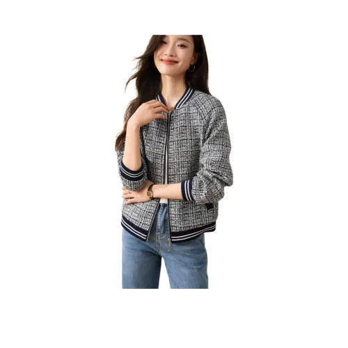 Mo Han Yi Mei Jackets Coats Women's Beige Base Navy Blue