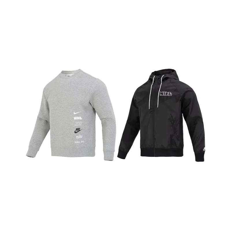 Nike Casual Sportswear Men Set Gray Top+Black Jacket-0