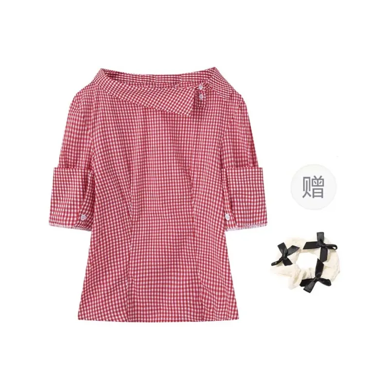 TURN UP Shirt Women's Red Plaid-0