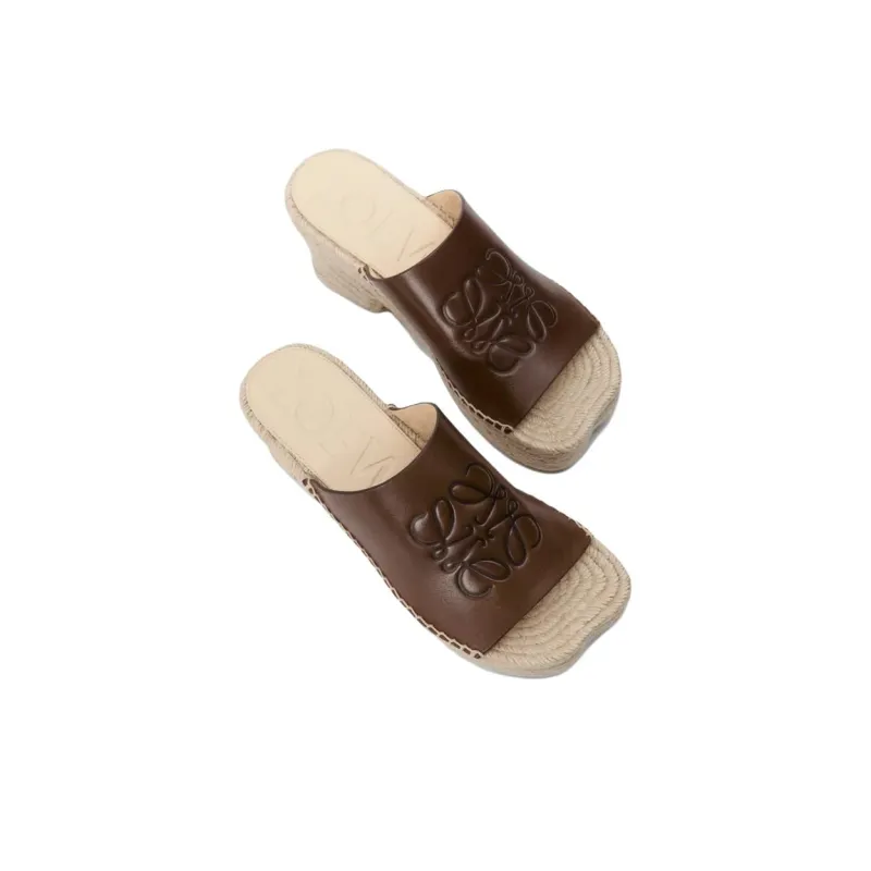 LOEWE Petal Slide Slippers 8cm Women's Brown-3