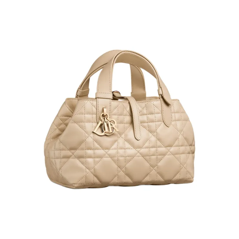 DIOR Toujours Cow Leather Native Handbag Trumpets Women's Rouge Beige-3