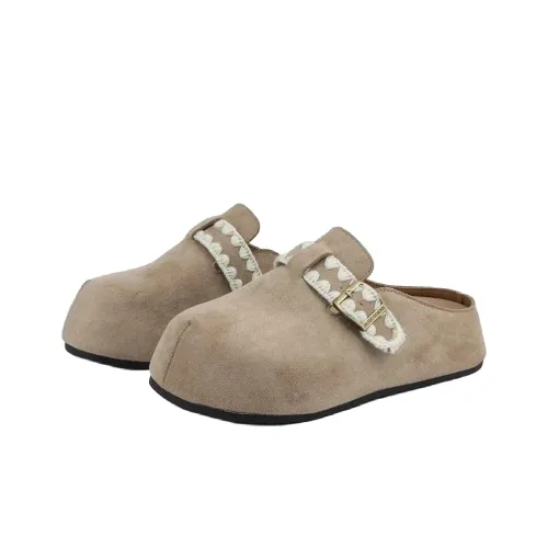 OAOQ Leather Patchwork Metal Slip Resistant Abrasion Resistant Closed Toe Slippers Women's
