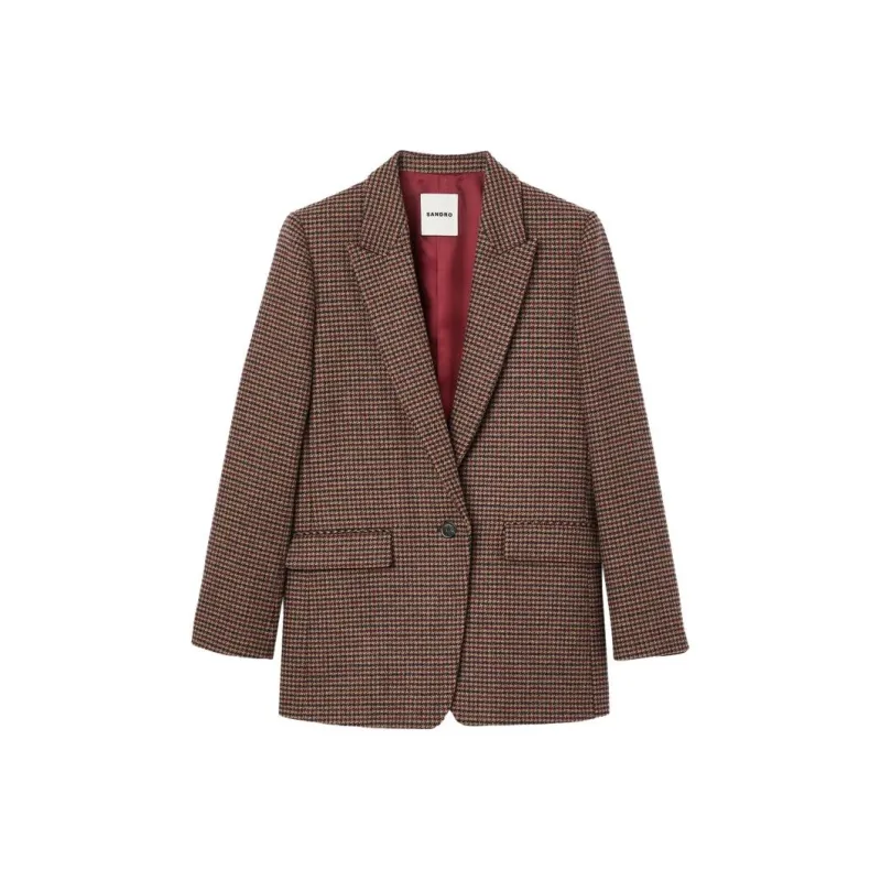 Sandro Houndstooth Wool-blend Blazer-0