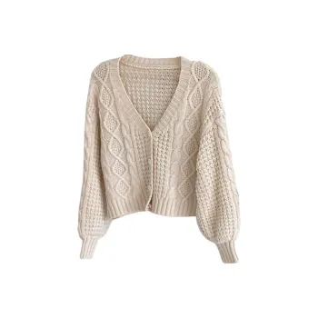 PAIN OR PLEASURE Korean Style Chic Fall Winter Vintage Stylish V Neck Knitwear Women's