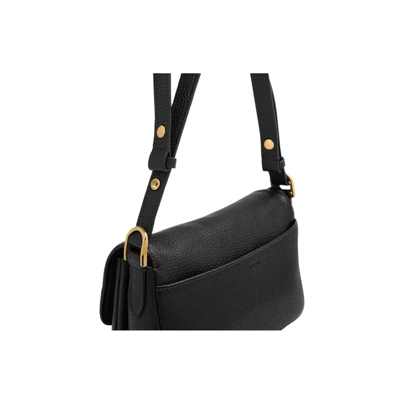 FOSSIL Leather Shoulder Bag Women's Black-3
