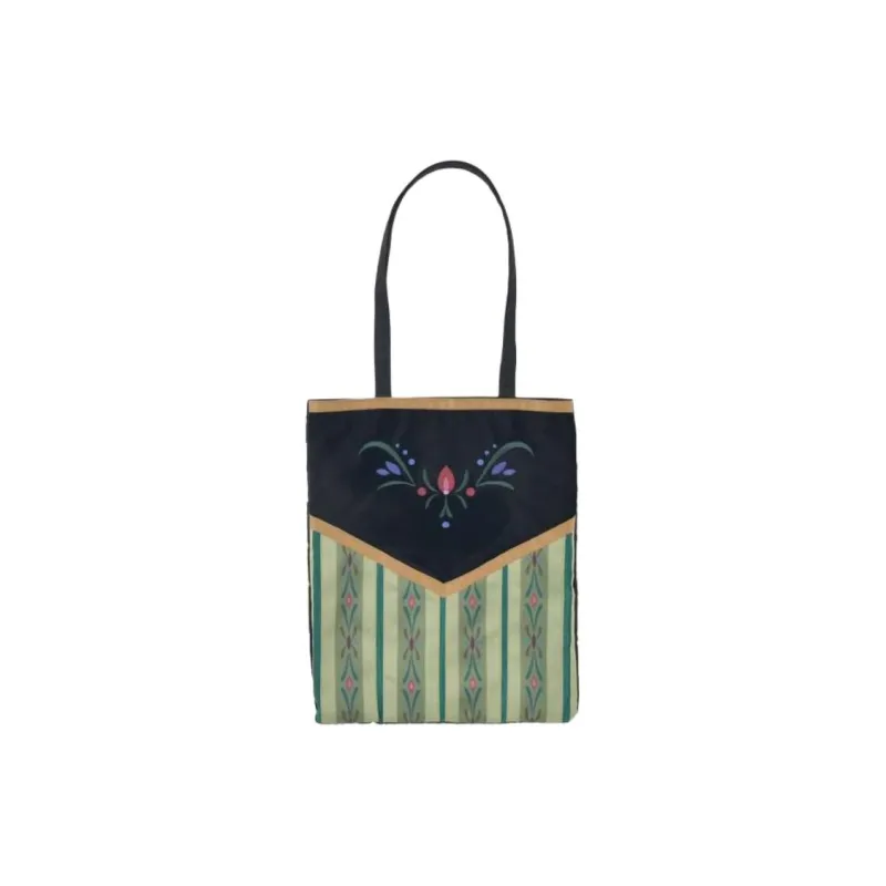 Disney FROZEN Collaboration Polyester Tote Bag, Shopping Bag, Handbag Women's Black & Green-0