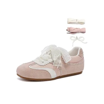 JOSINY Internet Famous Ballet German Army Trainers Low Top Sporty Style, Casual Shoes Women's Light Pink