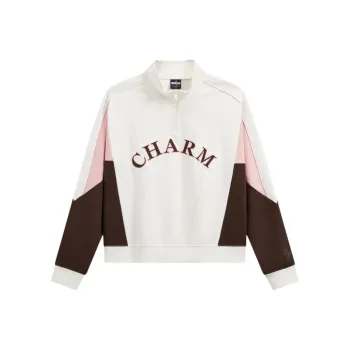 XTEP Sweatshirt Women's Cotton White/Rich Brown/Pure Pink