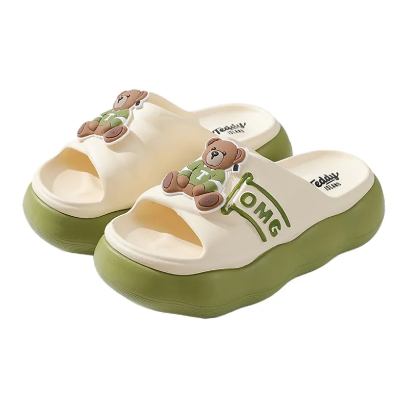 TEDDY ISLAND Cute Bear Women's Sandals Multicolor Home Soft Sole EVA Thickened Bottom Outerwear Slide Slippers-2