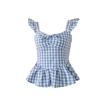 Peaches Peaches Camisole Women's Blue White Plaid