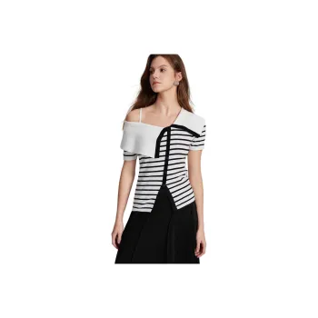 ELLE Knitwear Women's Black White Stripes