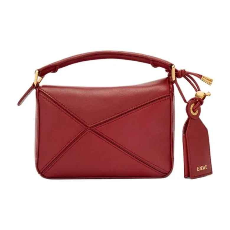LOEWE Puzzle Lambskin Puzzle Bag One Shoulder Handbag Mini Women's Burnt Red-6