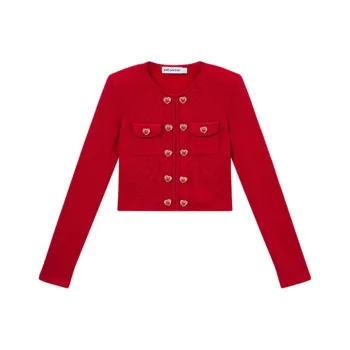 Self-portrait Heart Buttoned Knitted Cardigan