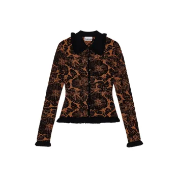 GANNI 3D Floral jacquard Cardigan