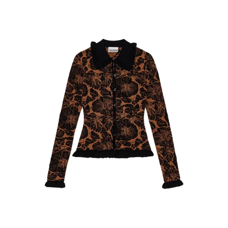 GANNI 3D Floral jacquard Cardigan-0