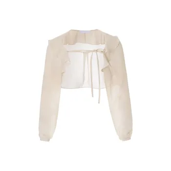 NOT YOUR ROSE SS25 Fairy Chiffon Bolero Beige Chiffon Shirt Women's Beige/Beige