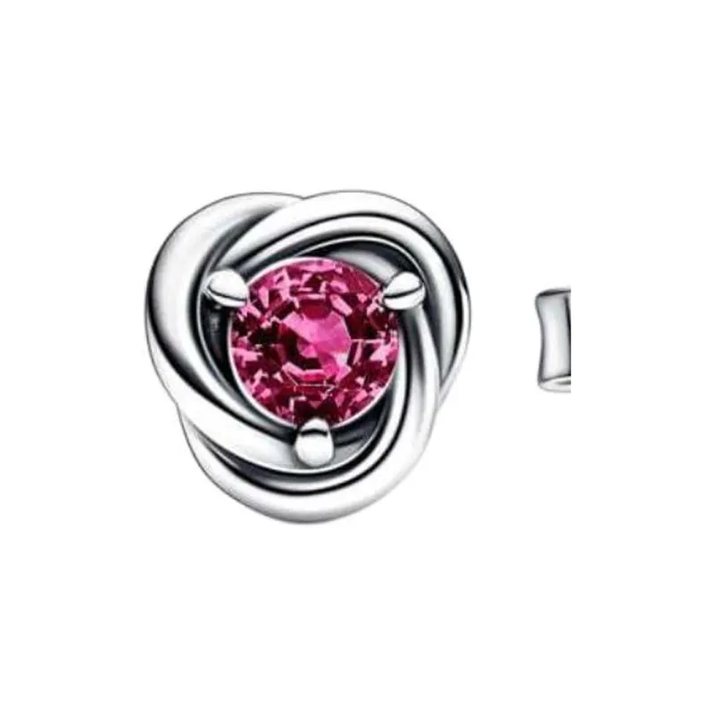 Pandora Artificial Crystal, Sterling Silver Stud Earrings Women's Pink-2