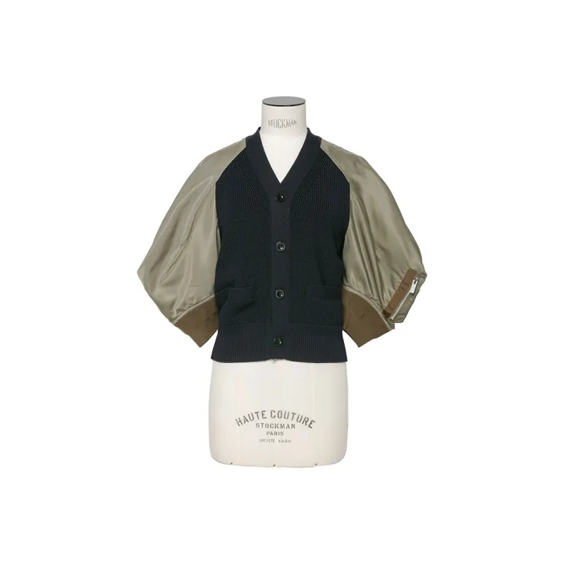 Sacai Knitwear Women's Marine Blue Taupe-0