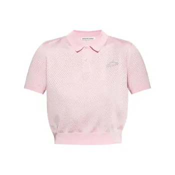 Alexander Wang 3D Logo Mesh Cropped Polo Shirt