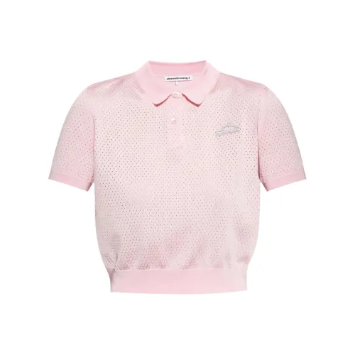 Alexander Wang 3D Logo Mesh Cropped Polo Shirt